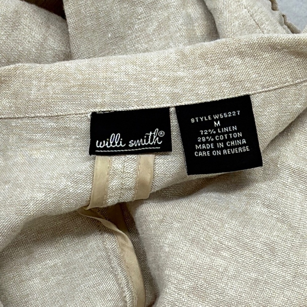 Willi Smith Linen Blend Blazer Women's M Beige Button Front Lightweight - Picture 4 of 6